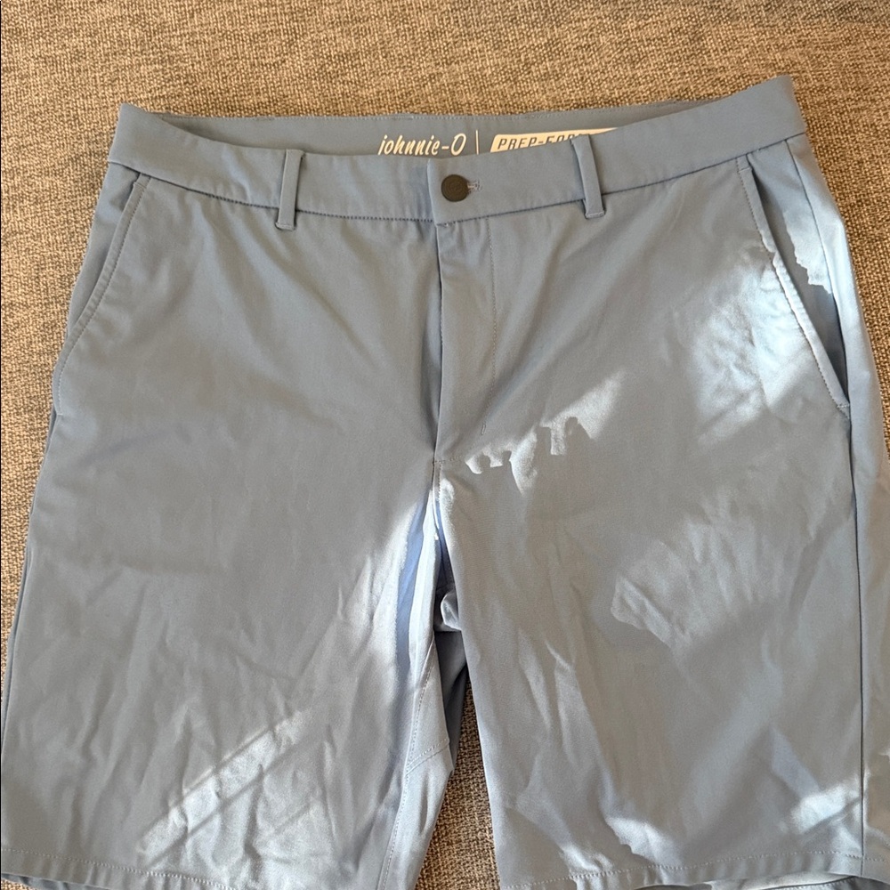 johnnie-O Light Blue Flat Front Shorts - 34W